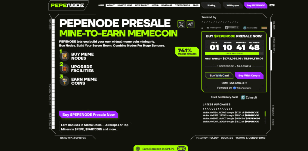 Top Meme Coin Presales to Watch in 2025: Staking Rewards, Layer 2 Utility and Massive ROI 6 PepeNode ($PEPENODE): Meme Coin Mining Gamified Without the Hardware Headache