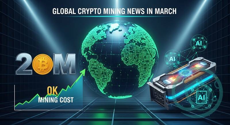 Global Crypto Mining News in March: 20 Millionth BTC, $80K Mining Cost, AI GPU Mining