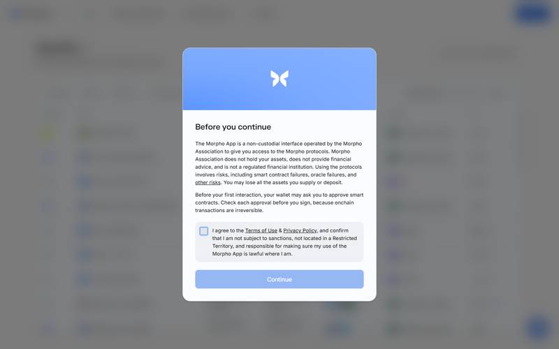 Morpho Blue Wallet Connection